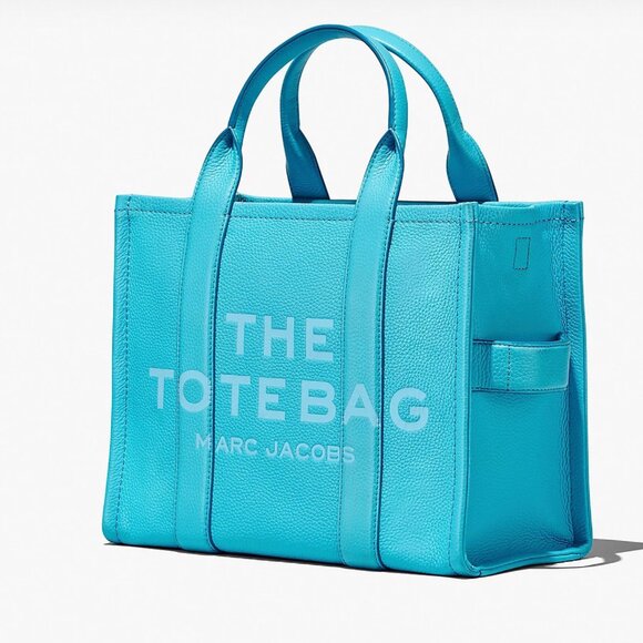 SOLD! NWT MARC JACOBS MEDIUM LEATHER TOTE BLUE WITH STRAP AUTHENTIC - Picture 8 of 9